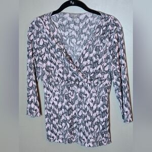 J. Jill Y2K Babydoll Faux Wrap Abstract Print Soft Grunge Top, Small